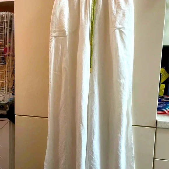 Zara White/ Green Linen Blend  Blouse/ Pants Summer Costume Size M - Picture 7 of 12